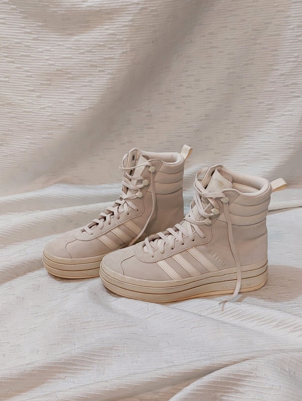 Adidas Beige Seude High-Top Sneakers Size 7.5